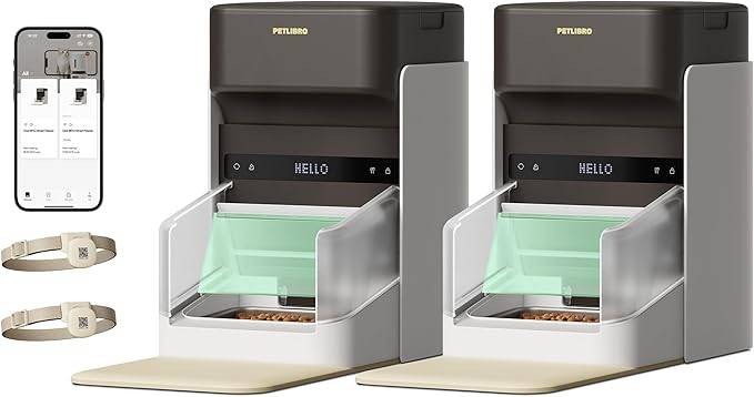 自動猫フィーダー - 猫 Wi-Fi フィーダー 2 台、3 リットル自動ディスペンサー、ライトカラーラベル、1 ～ 10 食分